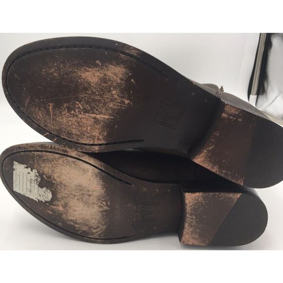 Frye 76430 Melissa 2 Button Zip Knee High Tall Brown Leather Riding Boots Sz 6.5 - Picture 5 of 7